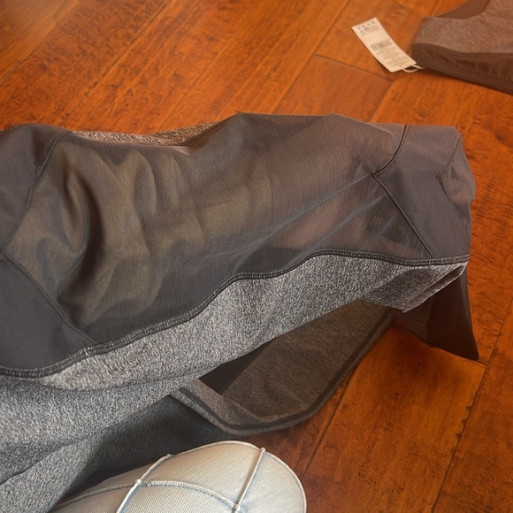 Sports bra and leggings matching set. Grey and black with sheer detailing. NWT - Picture 4 of 7